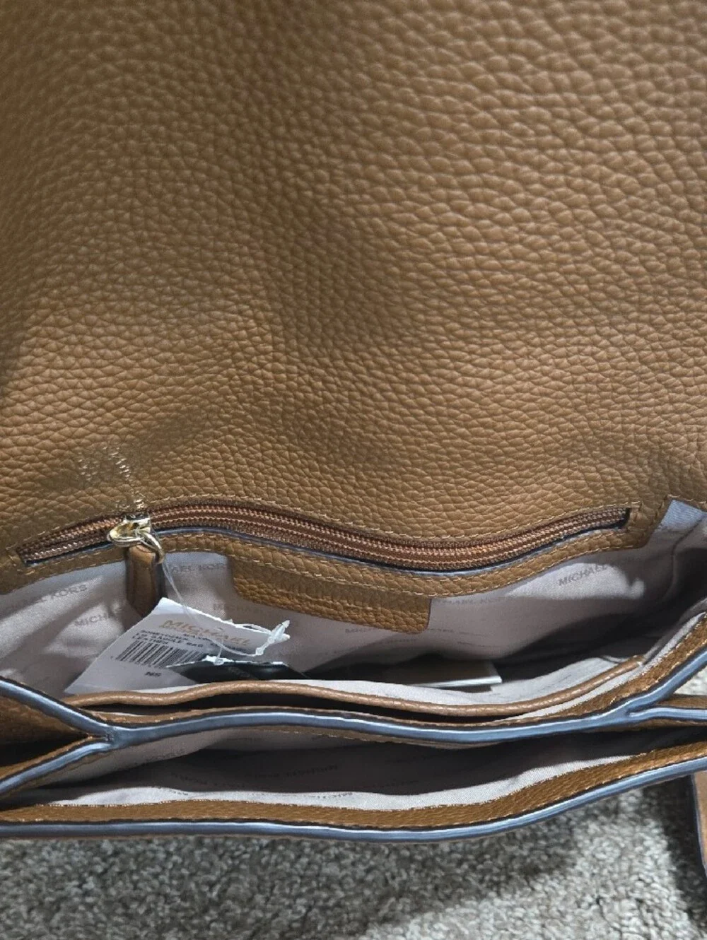 Michael Kors Leather Crossbody Saddle Bag in Tan